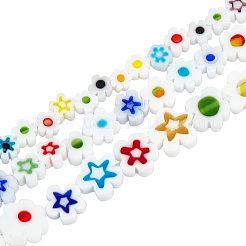 3 нитка 3 нити стеклянных бусин миллефиори ручной работы LAMP-OC0001-50A