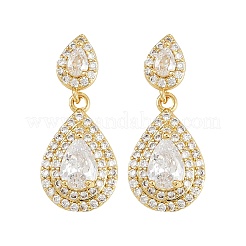 Серьги-гвоздики из латуни с микропаве из кубического циркония для женщин&nbsp;EJEW-K312-06G