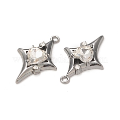 合金ガラスペンダント  スターのチャーム  ガンメタ色  透明  30.5x19.5x4.5mm  穴：1.8mm&nbsp;PALLOY-P291-09B-01
