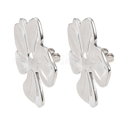 304ステンレススチールスタッドピアス  カドミウムフリー＆ニッケルフリー＆鉛フリー  ステンレス鋼色  花  33x28.5mm&nbsp;LS-EJEW-I323-01P-01