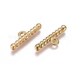 イオンプレーティング（IP）304ステンレススチールマンテルパーツ  バー  ゴールドカラー  21x6.5x3mm  穴：2mm&nbsp;STAS-F241-07-G