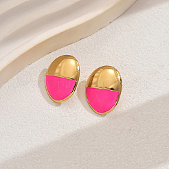 201 серьги-гвоздики из нержавеющей стали с эмалью овальной формы&nbsp;BE6015-3