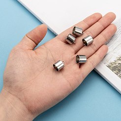 変色しにくい304ステンレススチールコードエンド  コラム  ステンレス鋼色  12~14x11mm  穴：3mm  内径：10mm&nbsp;X-STAS-K004-10mm-01