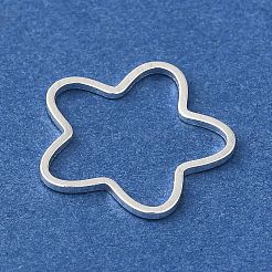 真鍮製フレームコネクター  鉛フリー＆カドミウムフリー  スター  925銀メッキ  15.5x16x1mm  内径：12.5x14.5mm&nbsp;KK-K383-09G-S