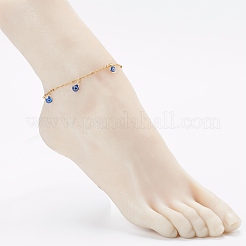 Браслеты с подвеской лэмпворк сглаз AJEW-AN00421-02