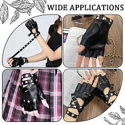 2 par de guantes punk de motociclista de cuero sintético con cinturón&nbsp;AJEW-CL0003-02