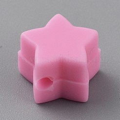 スターシリコンフォーカルビーズ  DIYの看護ネックレス用  ピンク  11x12x8.5mm  穴：2.2mm&nbsp;SIL-TAC0008-08B