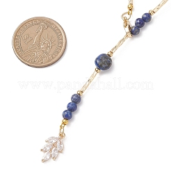 Ожерелья-лариаты из натурального лазурита круглой огранки и самородков&nbsp;NJEW-JN05727