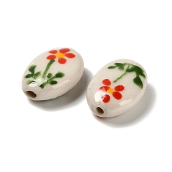 Фарфоровые бусины ручной работы с цветочным принтом LAMP-D303-06E-03