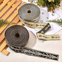 ポリエステルシルクリボン  服飾材料  花柄のフラット  ブラウン  1-1/8インチ（30mm）  25 m /ロール&nbsp;OCOR-WH0065-16B