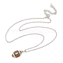 Ожерелья из спортивного мяча с подвеской из топазового сплава и стразами из цинкового сплава&nbsp;LS-NJEW-U024-01P-06