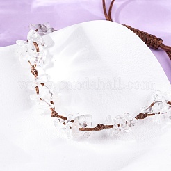 Braccialetti di perline intrecciate in cristallo di quarzo naturale regolabili per le donne&nbsp;BJEW-U035-02L