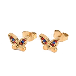 Pendientes de botón con forma de mariposa&nbsp;EJEW-L317-04G