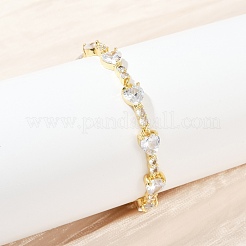 Латунные браслеты с микропаве из прозрачных кубических цирконий для женщин BJEW-F504-07G