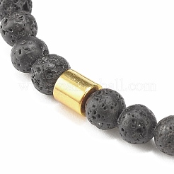 Bracelet extensible en hématite synthétique et pierre de lave naturelle&nbsp;BJEW-JB08066-02