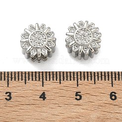 Blume Messing Mikro Pflaster klar Zirkonia europäischen Perlen&nbsp;KK-D229-05P