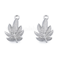 変色しない304ステンレススチールペンダント  葉  ステンレス鋼色  22x14x2mm  穴：1.8mm&nbsp;STAS-N098-216P