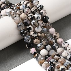 Нити окрашенных и нагретых натуральных агатовых бус с огненным кракелюром&nbsp;G-P539-C01-02