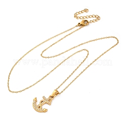 Ожерелья с подвеской в виде якоря из нержавеющей стали 304 с кристаллами и стразами&nbsp;LS-NJEW-Z057-01A-G