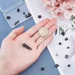 PVD真空メッキ304ステンレススチールコードエンド  エンドキャップ  コラム  ガンメタ色  5~8x4~7mm  穴：1.5mm  内径：3~6mm  24pc&nbsp;STAS-UN0010-50B