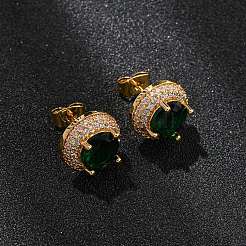 Aretes de latón con micro pavé de circonio cúbico para mujer&nbsp;EJEW-F418-05G
