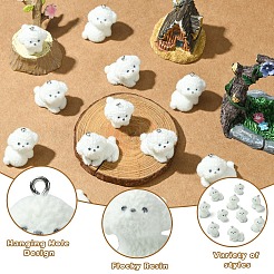 4стиль 4 шт. подвески в виде милых щенков из флокированной смолы&nbsp;RESI-YW0003-43A