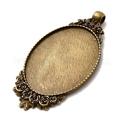 Винтажный тибетский стиль сплава резные розы большая подвеска кабошон настройки X-TIBEP-M018-99AB-NF