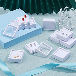 Акриловая квадратная шкатулка с бриллиантами и видимым окошком CON-WH0088-76B-01