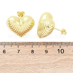 真鍮製スタンドピアス  ラックめっき  長持ちメッキ  鉛フリー＆カドミウムフリー  ハート  18KGP本金メッキ  19x20mm&nbsp;EJEW-Q015-18G