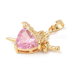 Pendentifs avec zircon cubiques à micro-pavés en laiton&nbsp;KK-F917-08G-02