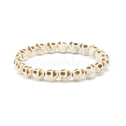 Set di braccialetti elasticizzati con teschio sintetico turchese (tinto) da 2 pz&nbsp;BJEW-JB08069