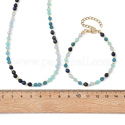 Set aus runden Perlenketten und Armbändern aus natürlichem weißen Jade&nbsp;SJEW-JS01382