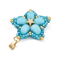 Подвески из стеклянного бисера ручной работы и синтетических окрашенных бусин императорской яшмы&nbsp;PALLOY-MZ00751