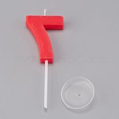 パラフィンキャンドル  数形の無煙キャンドル  ホルダー付き  結婚式のための装飾  誕生日パーティー  ランダム単色またはランダム混色  NUM。7  7：99x32.5x8mm  穴：2.5mm&nbsp;DIY-K028-B-07
