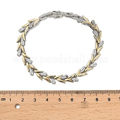 Браслеты-цепочки из латуни с микропаве из прозрачных кубических цирконий и пшеничным плетением для женщин&nbsp;LS-BJEW-B145-01