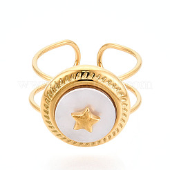 Ионное покрытие (ip) 304 нержавеющая сталь регулируемые открытые манжеты кольца для женщин RJEW-N050-01G