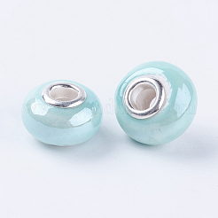Rondelle бирюзовый ручной фарфора большой отверстие европейские шарики&nbsp;X-OPDL-G001-1
