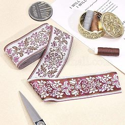 エスニック風刺繍ポリエステルリボン  ジャカードリボン  服飾材料  片面花柄  蘭  2-3/8インチ（60mm）  約5.47ヤード（5m）/バンドル&nbsp;OCOR-WH0079-25D