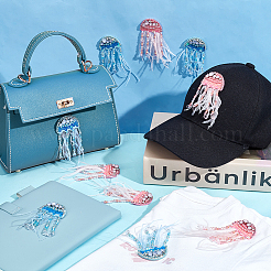 4 шт. аппликации из бисера ручной работы в виде медуз двух цветов&nbsp;PATC-GA0001-12