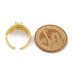 Кольца-манжеты для пальцев с покрытием из латуни с микропаве из прозрачного кубического циркония для женщин RJEW-M028-05G