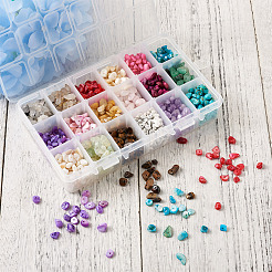 360 г набор бусин из пресноводных ракушек и драгоценных камней двух цветов&nbsp;G-CW0001-01