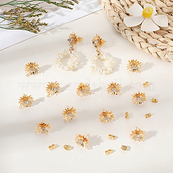 14 шт. латунная фурнитура для сережек-гвоздиков со стеклянными вставками&nbsp;KK-BBC0020-89