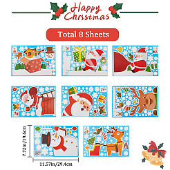 8 feuilles 8 styles d'autocollants statiques en pvc sur le thème de Noël&nbsp;STIC-GF0001-15