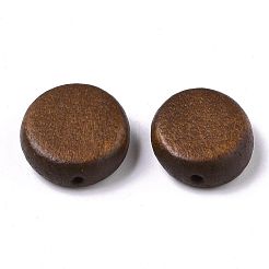 塗装天然木ビーズ  フラットラウンド  ココナッツブラウン  16x5.5mm  穴：1.5mm&nbsp;LS-WOOD-R265-11D