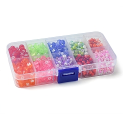 Плоские круглые наборы для изготовления ювелирных изделий своими руками с буквами и круглыми акриловыми и стеклянными бусинами DIY-FS0006-44