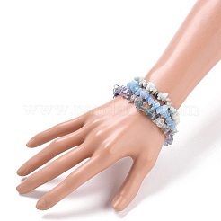 Стрейч браслеты из натуральных смешанных камней чипсы BJEW-JB05643