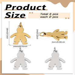 4 шт. 2-х цветные подвески из хирургической нержавеющей стали 316&nbsp;STAS-LP0002-89