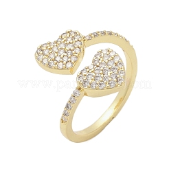 Манжеты из латуни с микро паве кубический цирконий для женщин RJEW-C129-12G