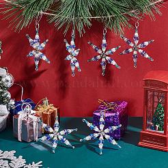 Рождественский стеклянный кулон в виде снежинки HJEW-GO00059