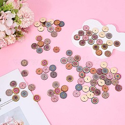 100 шт. пуговицы из тополя с 2 отверстиями BUTT-CY0001-14